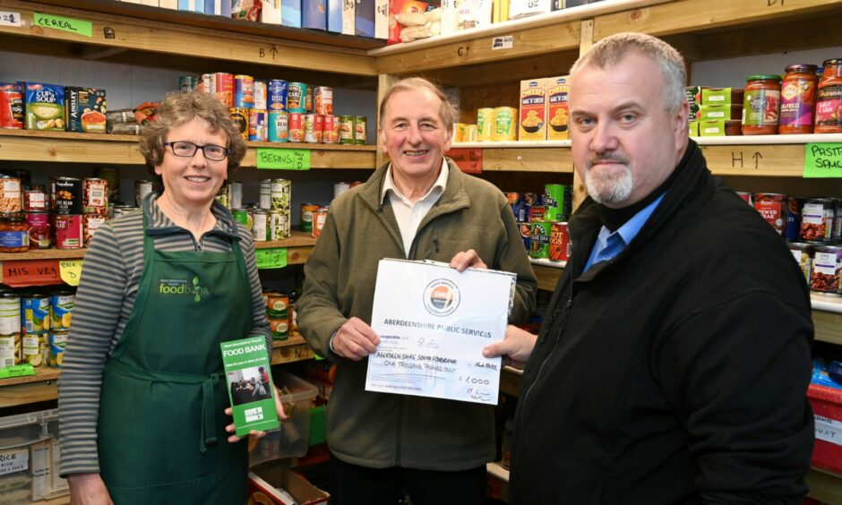 Aberdeenshire South Foodbank:  Fiona Graham, Volunteer  Don Morrison, Project Manager,  Jim Flynn, GMB Branch Secretary